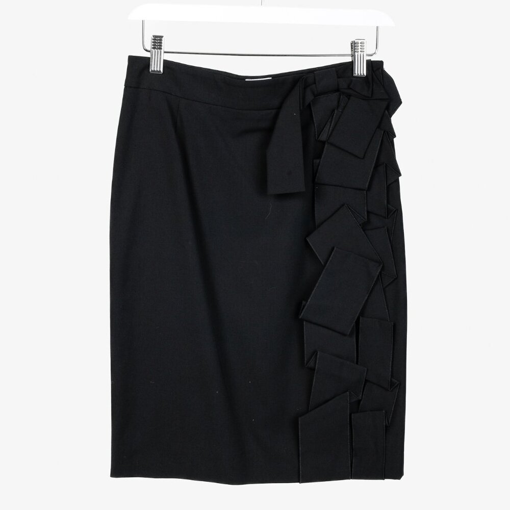 Red Valentino Knee-Length Black Ruffle Trim Skirt